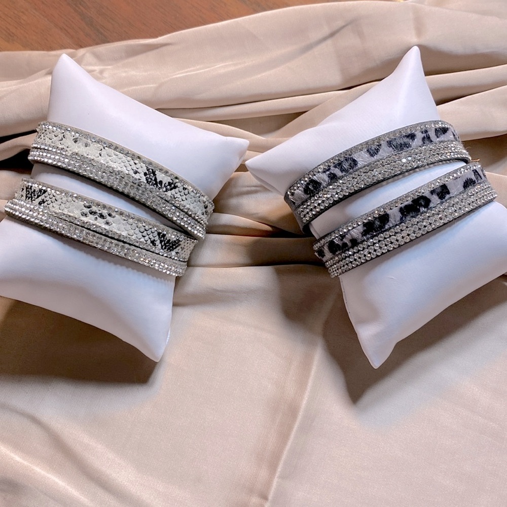 Express Silver and Black Animal Print Wrap Bracelets